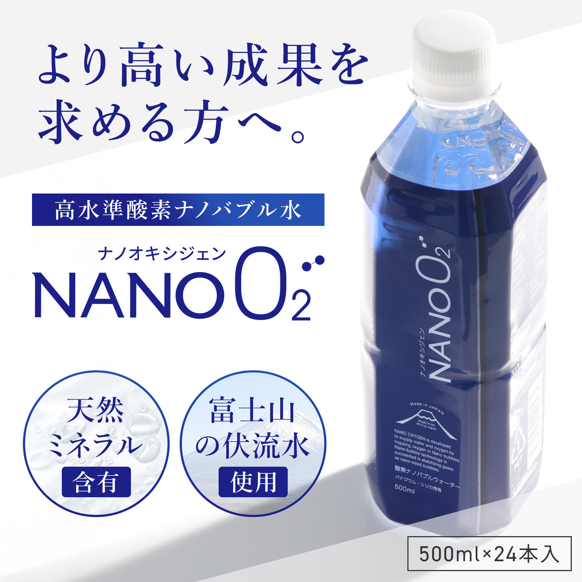 【高水準酸素ナノバブル水】NANO OXYGEN 500ml × 24本入　バナジウム・シリカ含有